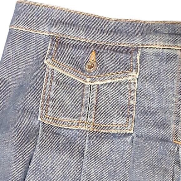 Y2K Juicy Couture Pleated Mini Skirt ONE SIDE HAS FADING Denim Front Pockets - Picture 3 of 11